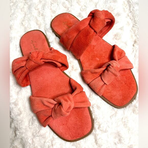 Avellini Shoes - Avellini NEW Coral Suede Double Knot Strap Slip On Sandals 10
